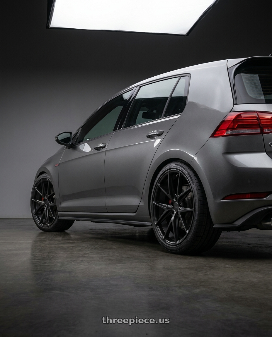 2019 Volkswagen GTI MK7 with Niche 1PC M117 MISANO 5X112 18X8 +30 MATTE BLACK wheels rear three quarter view square tires