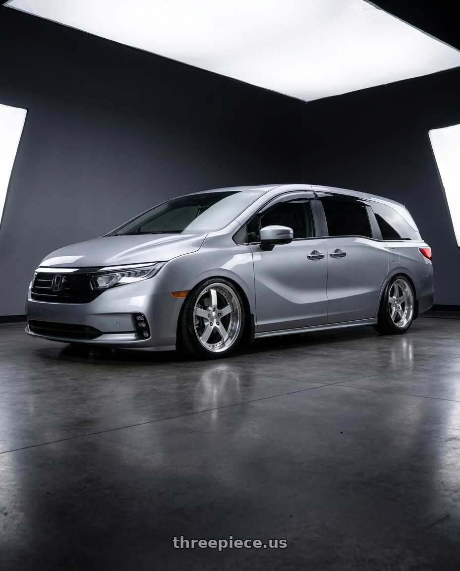 2024 Honda Odyssey  fitted with Work Equip E05 5x120 20x8.5+40 a disk Feinheit Silver 2 $1620 wheels
