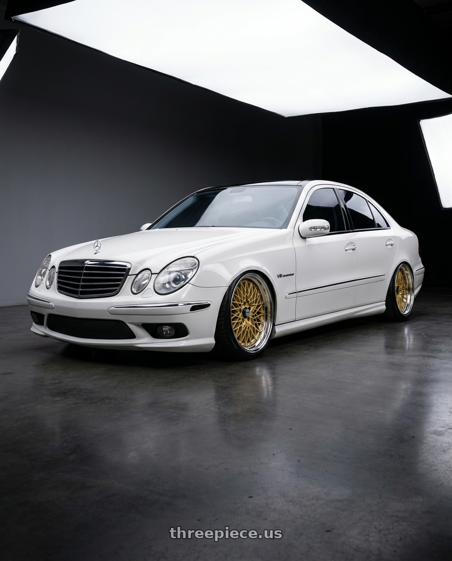 2007 Mercedes E63 AMG with SSR Formula MESH 5x100 19X12.5+-13 HP Disk Fm Gold wheels