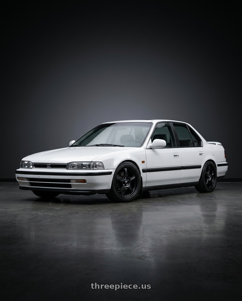 1992 Honda Accord EX Sky with Motegi MR131 5X114.3 17X7 +45 SATIN BLACK wheels