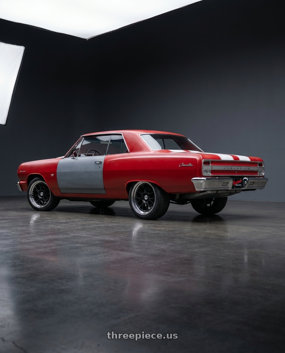 1964 Chevrolet chevelle ss with SSR Professor MS3 5x120.65 19x7.5+10 MD Disk Flat Black wheels rear three quarter view square tires