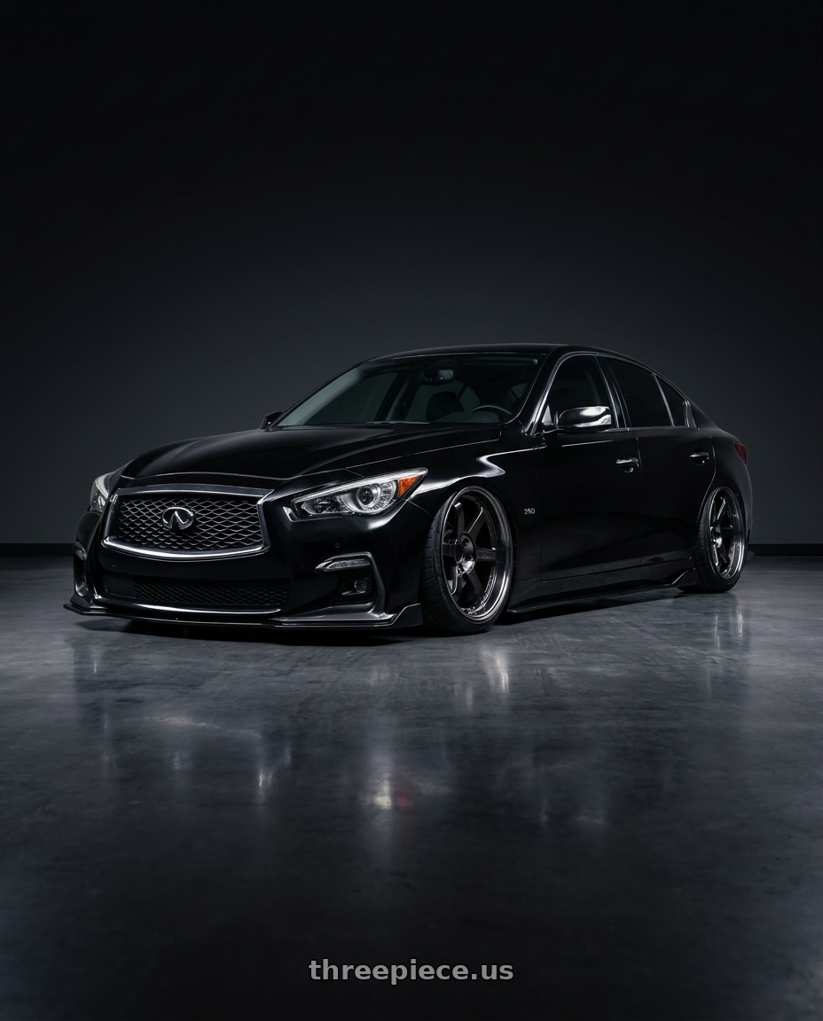 2016 Infiniti Q50 Red Sport with Volk Racing TE37SL 5x114.3 19x10.5+12 Pressed Double Black wheels