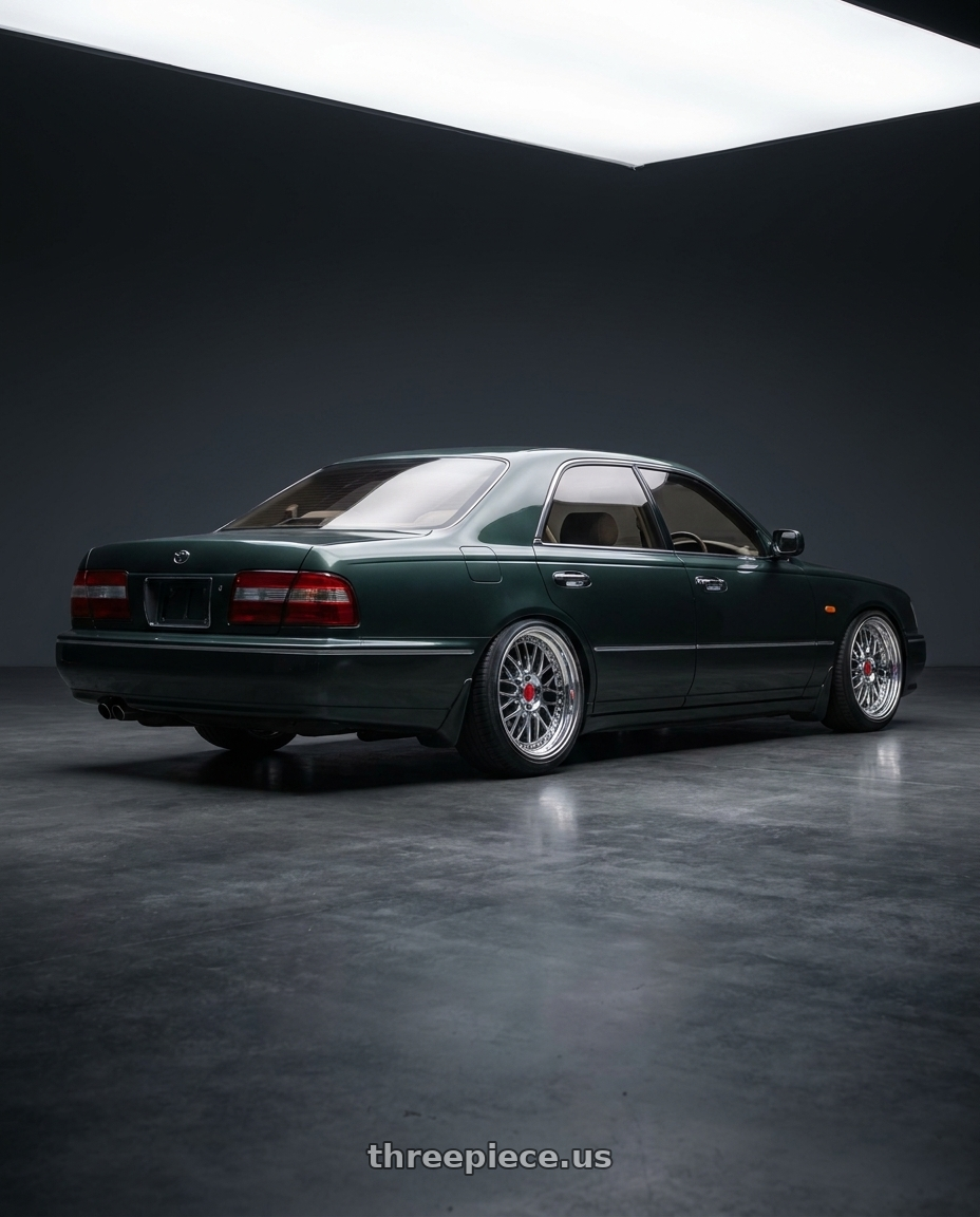 1991 nissan cima with Heritage Wheel RING wheels rear three quarter view slight stretch tires