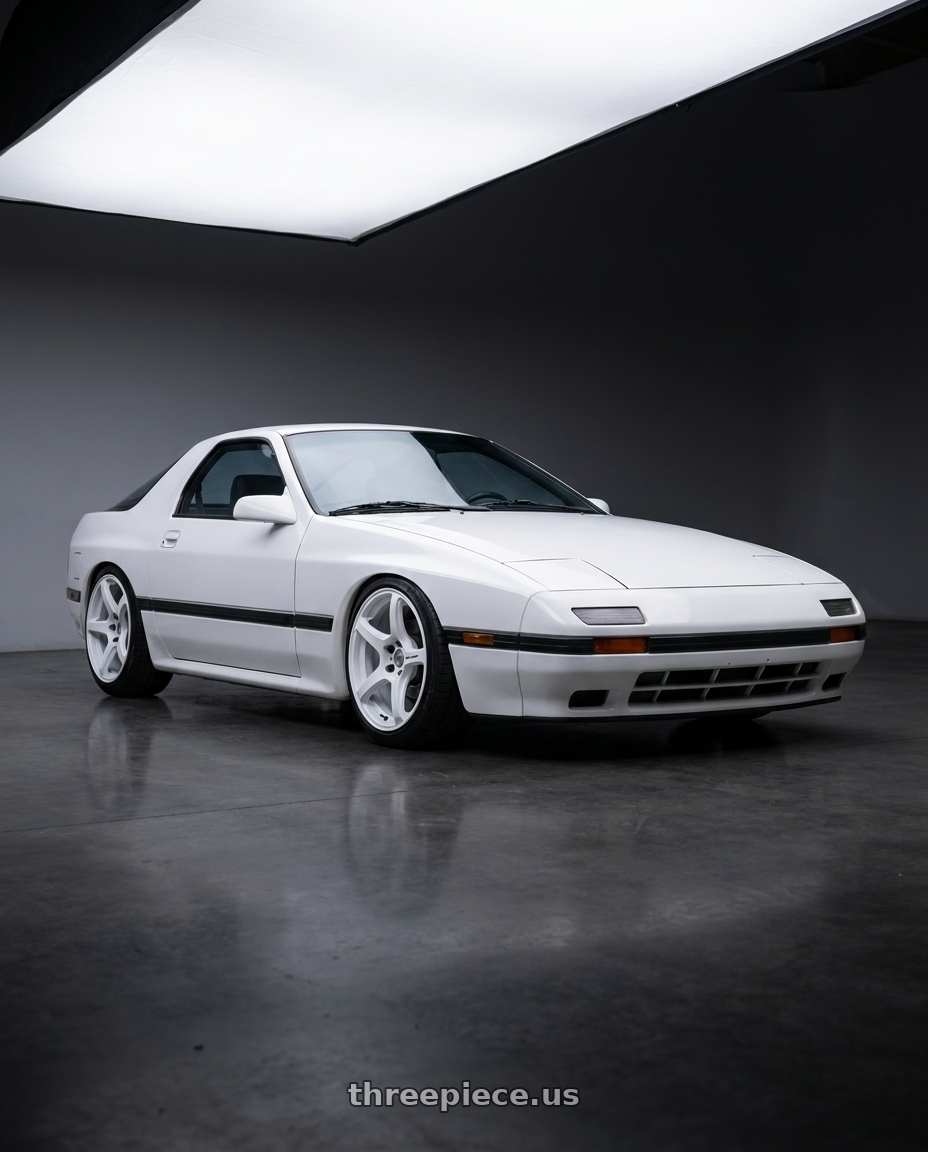 1988 MAZDA RX7 SE Candy with Work Emotion T5r 5x114.3 17x9 +22 Ice White wheels