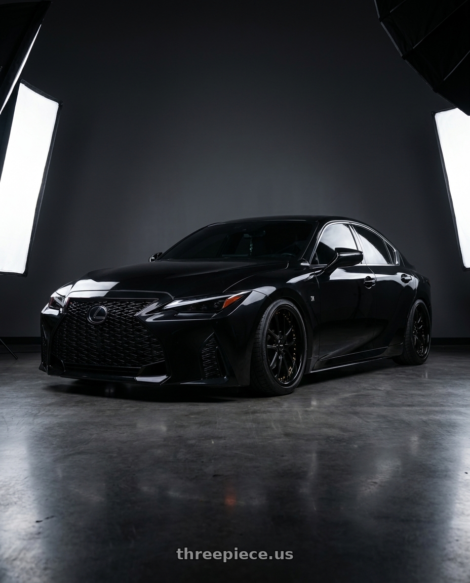 2025 lexus is350 f sport with Vors AR5 5x114.3 17x9 +30 All Black Gold Rivet wheels