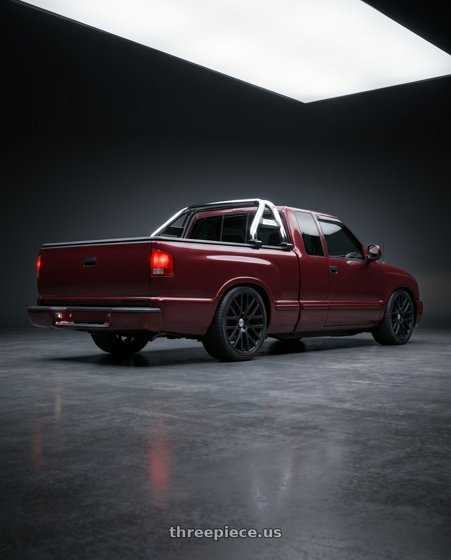 chevrolet s10 de luxe brasileira ano 1998 with TSW DONINGTON 4X100 17X7 +40 MATTE BLACK wheels rear three quarter view square tires