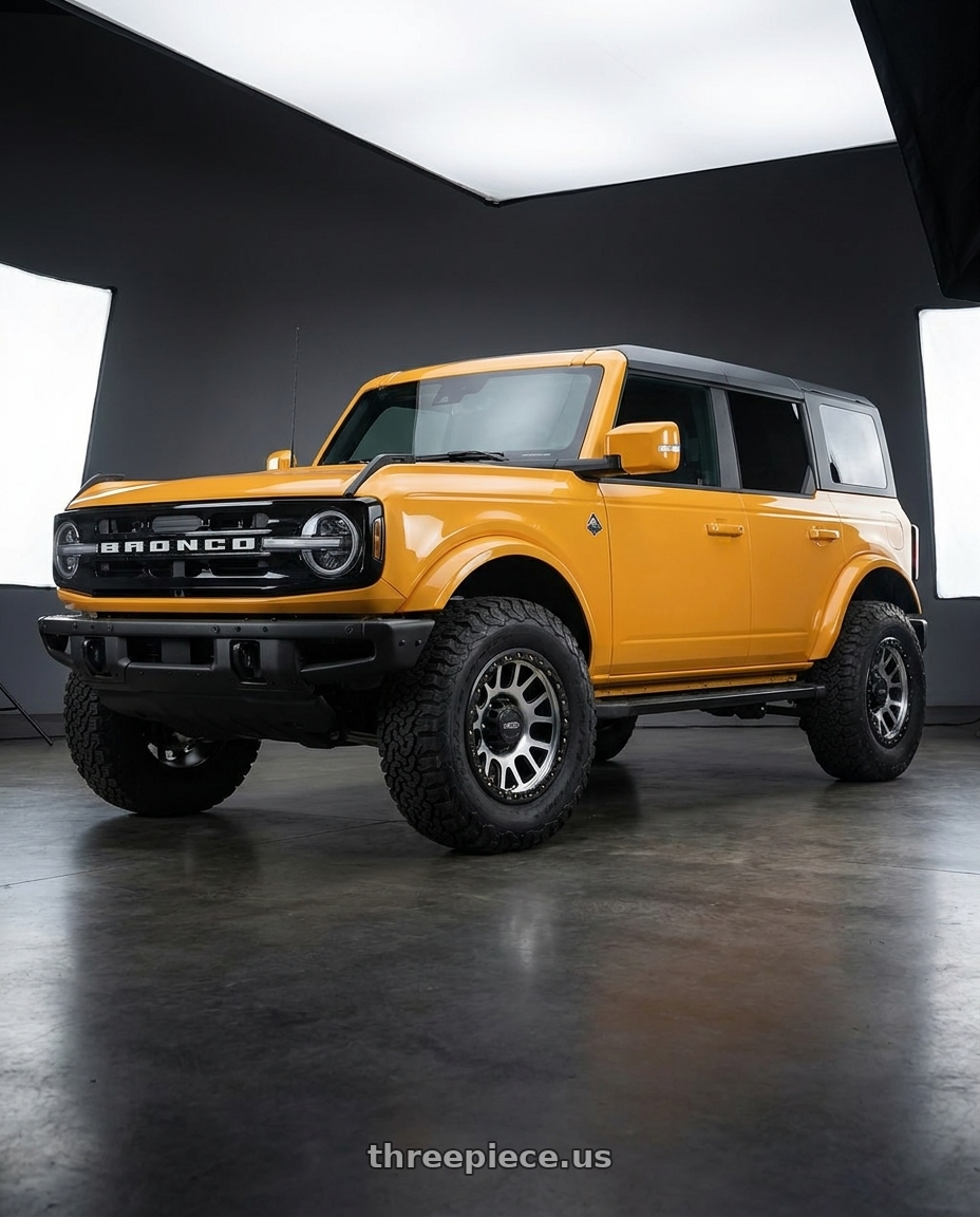 2024 Ford Bronco with Vision Off-Road 111 Nemesis 6x139.7 17x9-12 Matte Black Machined Face wheels