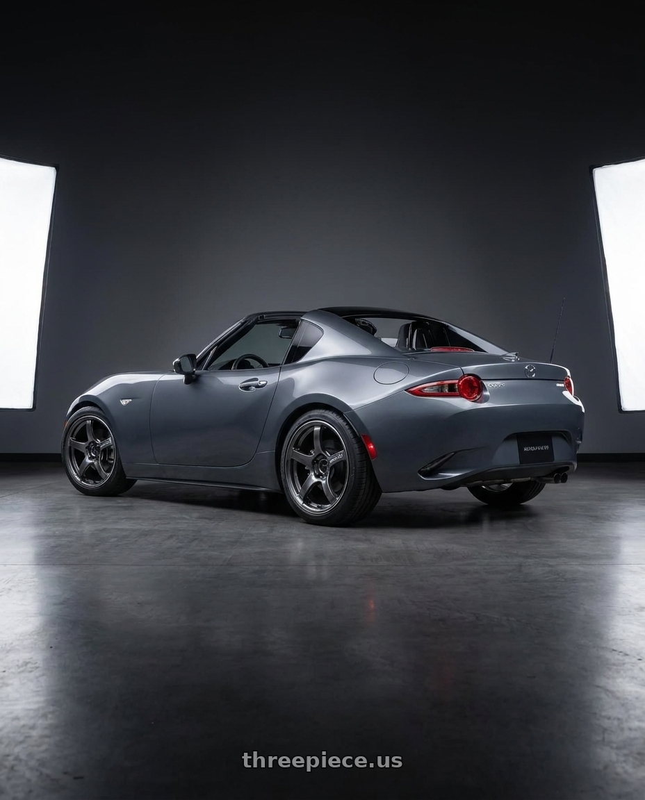 2023 mx-5 RF GT with Advan Racing TC4 4x100 17x8.0 +35 RACING GUNMETALLIC & RING wheels rear three quarter view square tires