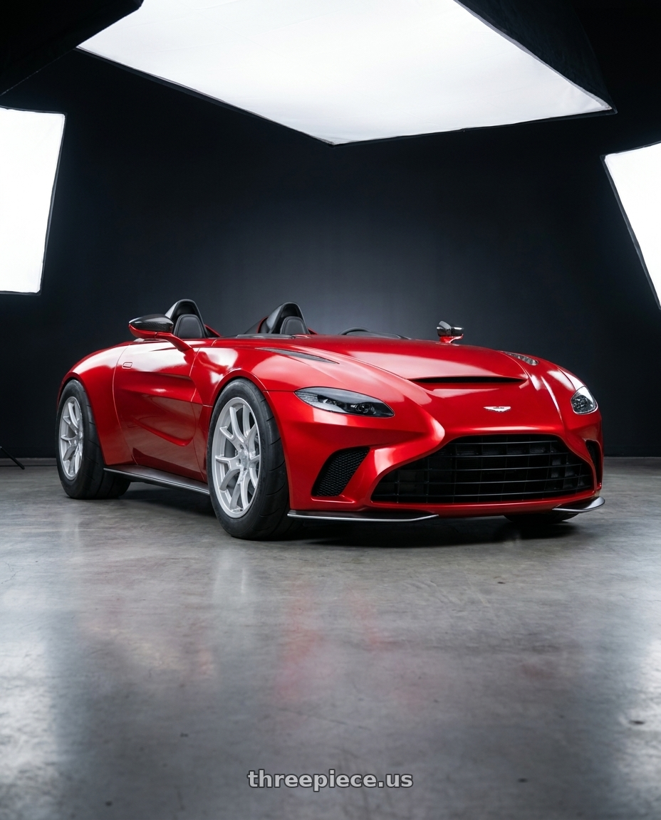 2012 ASTON MARTIN V12 SPEEDSTER with Voxx Replica 50ANN 5x115 20x10.5+25 Matte Silver wheels