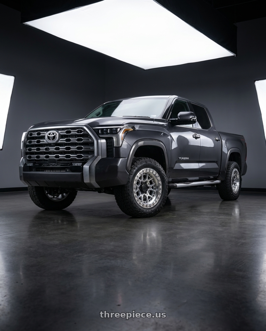 2023 toyota tundra with LOCK OFFROAD COMMANDO 6x139.7 17x9 0 Machine With Clear Coat wheels