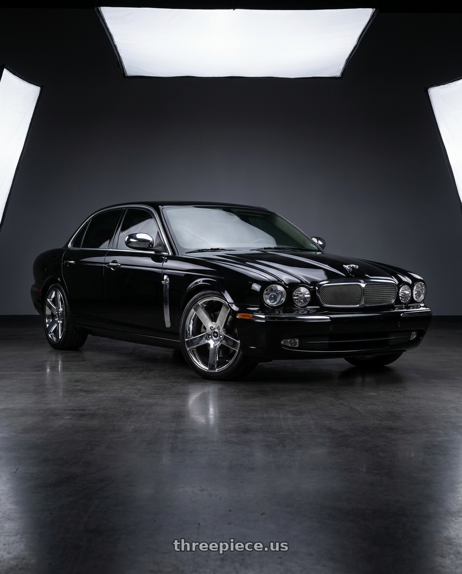 2008 Jaguar xj8 black with Strada Coda 5x112 20x8.5 +35 Chrome wheels