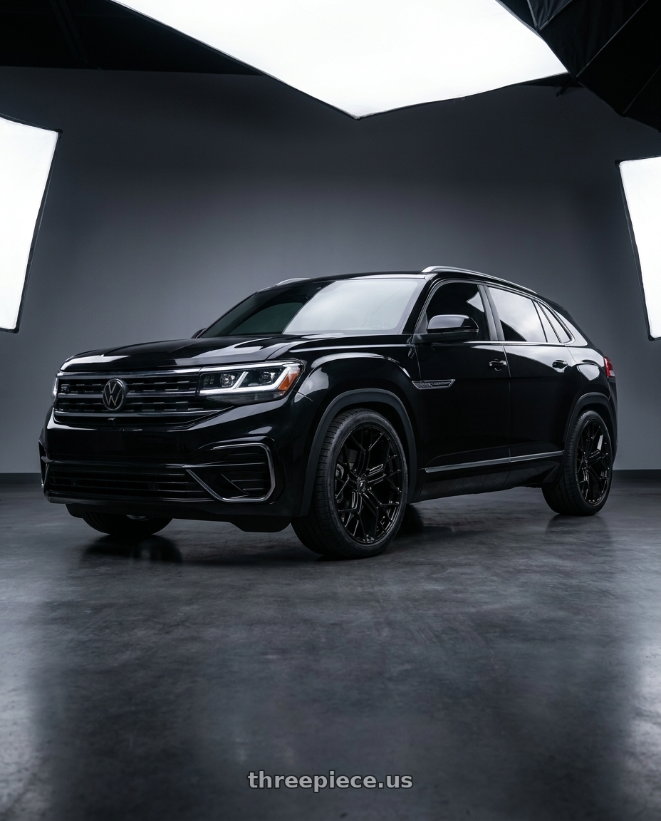 2021 Volkswagen Atlas Cross-Sport Rline with Fittipaldi FS371B 5x112 22x9 +25 Gloss Black wheels