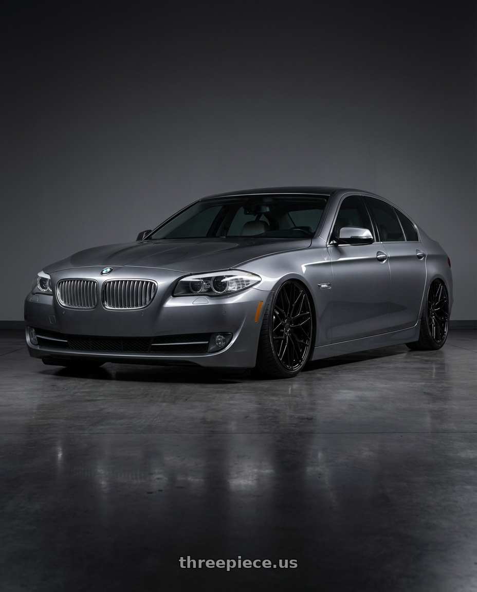 2016 BMW 5 Series F10 with Avant Garde Wheels M520R 5X120 20x9 +38 Gloss Black wheels