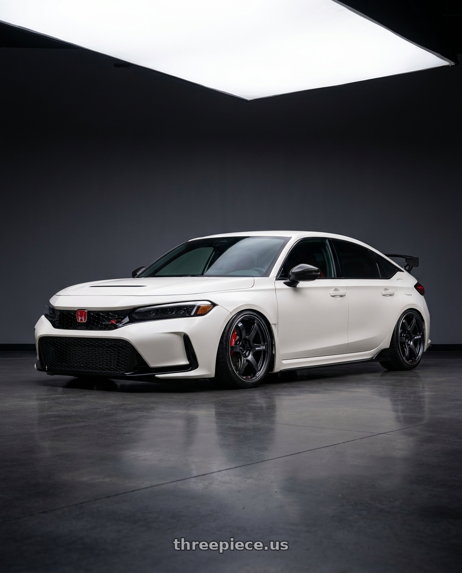 2025 honda civic type r with Advan Racing TC4 5x120 18x9.5 +45 BLACK GUNMETALLIC & RING wheels