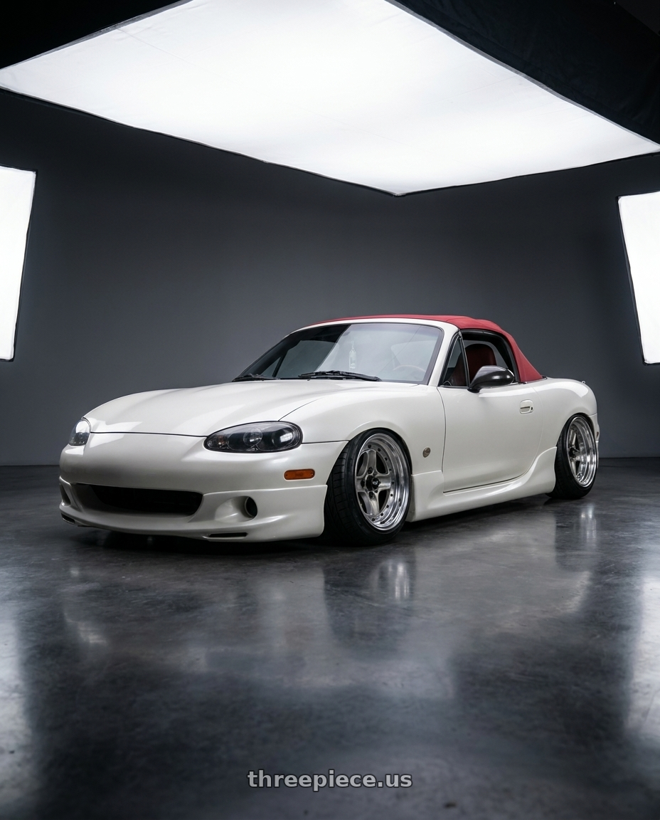 2001 Mazda miata with Work Equip 40 4x100 15x6 -3 a disk Brut Silver wheels