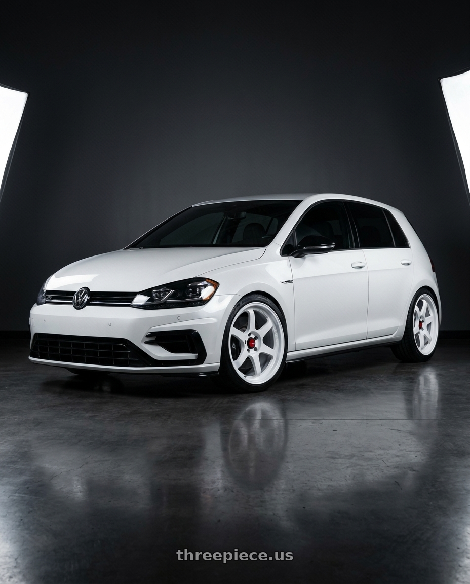 2018 Volkswagen Golf R with Aodhan AH08 5x114.3 18x8.5+35 Gloss White wheels
