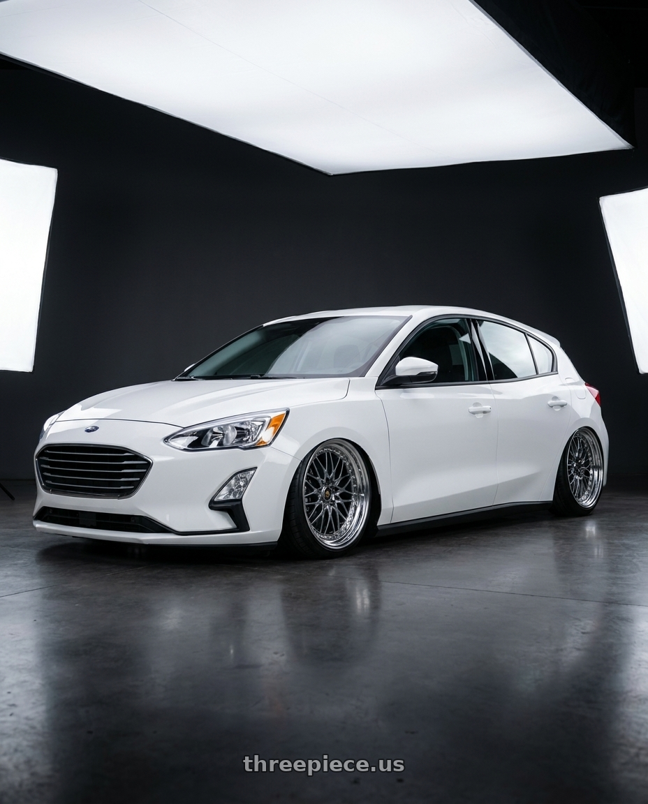 2020 Ford focus with Work Vs-Xv 5x100 18x7+28 A Disk Brilliant Silver Black wheels