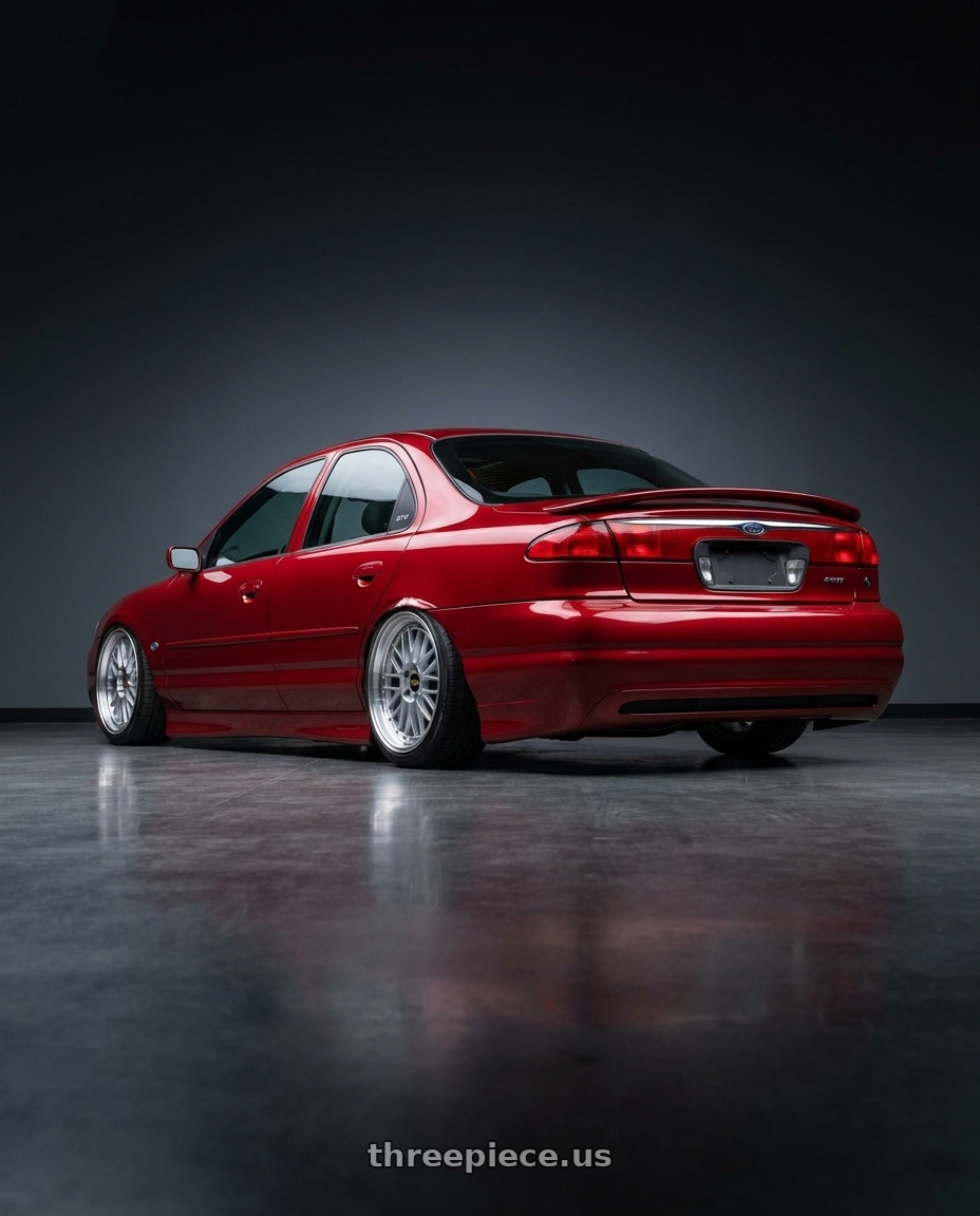 1999 Ford contour svt with BBS LM 4x100 17x7.5+40 Diamond Silver wheels rear three quarter view slight stretch tires