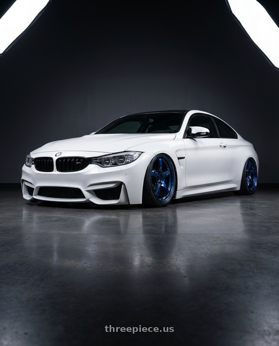2018 BMW M4 F82 with Gram Lights 57CR 5x120 19x9.5+35 Eternal Blue Pearl wheels