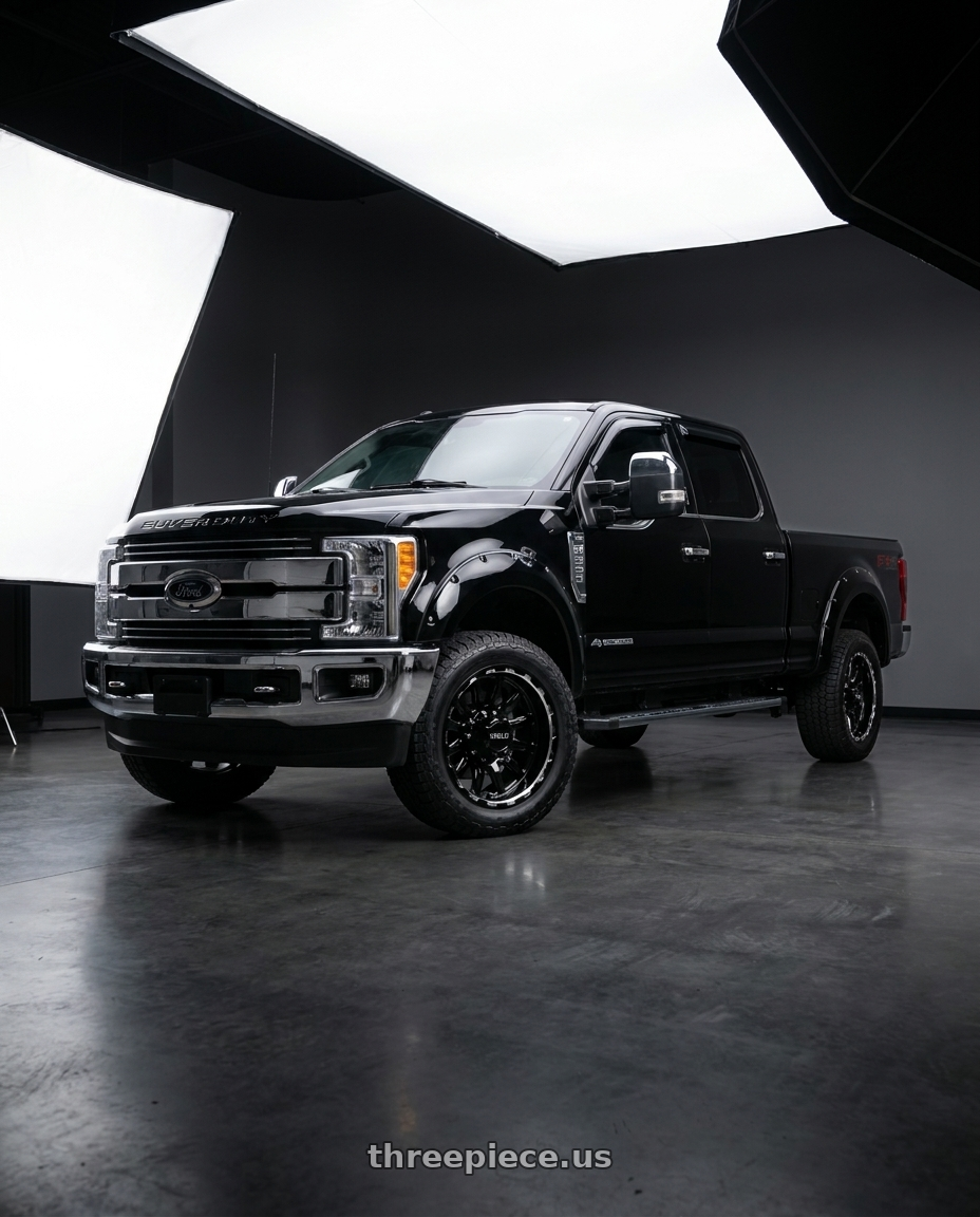 2017 Ford F350 with WELD Off-Road Gauntlet 8x170 20x10 -18 Gloss Black/Milled wheels