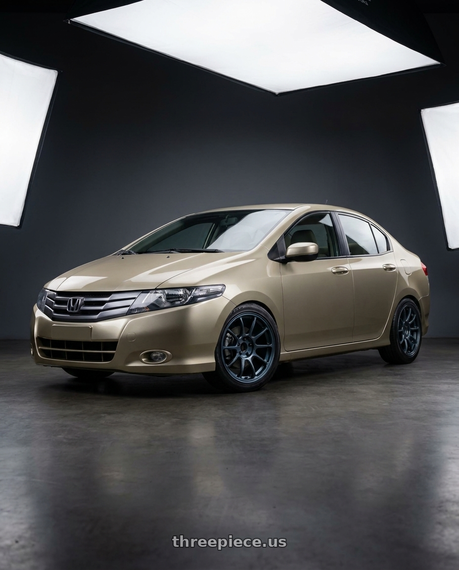 2009 Honda City DX 1 with Volk Racing ZE40 5x120 19x8.5 +35 MATTE BLUE GUNMETAL wheels