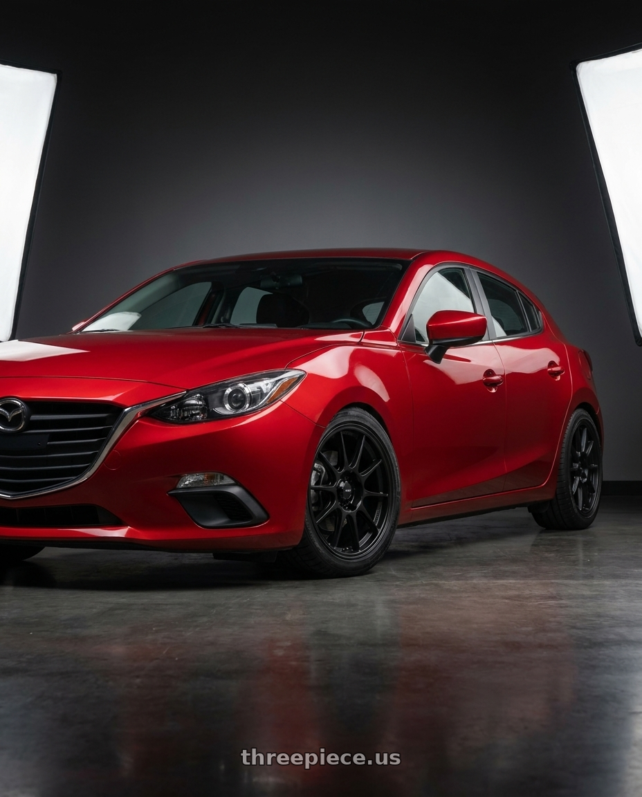 2018 Mazda 3 with Konig 57B Dekagram 5x114.3 18x8.5 +45 Semi-matte Black wheels