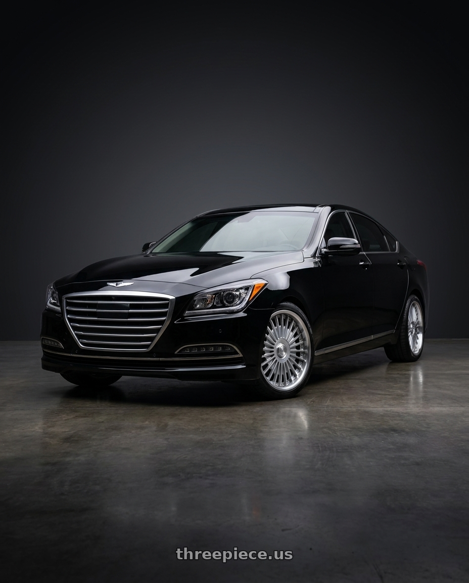 2016 hyundai genesis 3 8 with MRR VP4 5x114.3 19x8.5 +35 Silver Machined Lip wheels