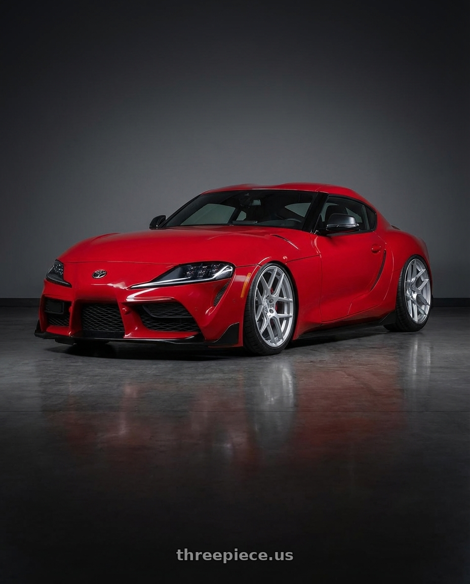 2023 Toyota GR Supra with Aodhan AFF2 5x112 19x8.5+35 Gloss Silver Machined Face wheels