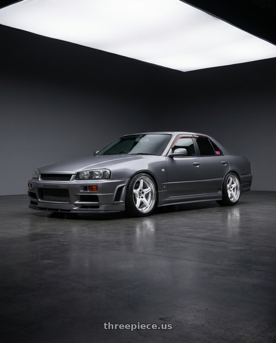 1998 Nissan skyline 25GT Four with Work T5R 2P 5x114.3 18x10.0 +22 WHITE wheels