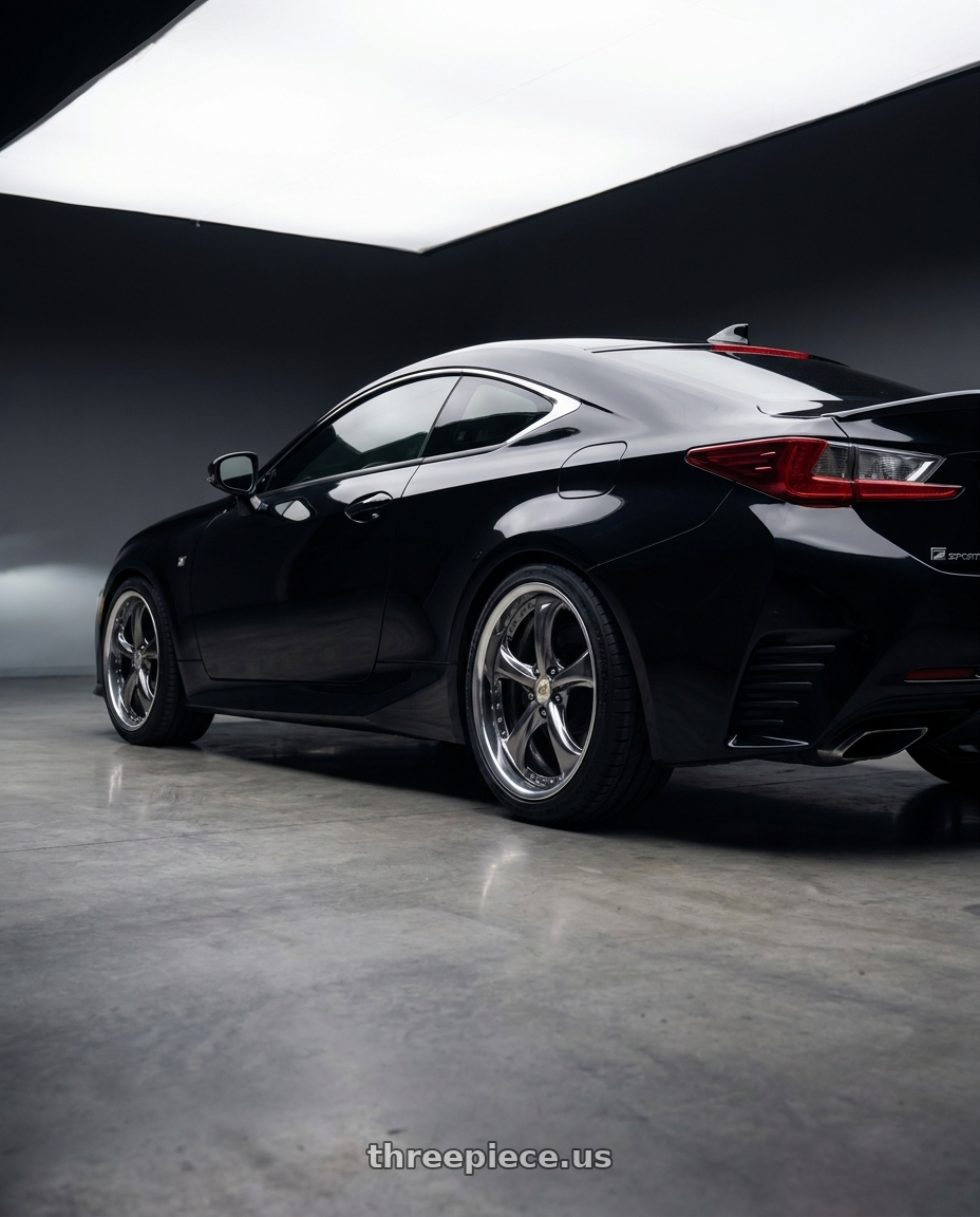2022 rc 350 f sport awd with Work Wheels VS-KF 5X114.3 19x8+40 Brilliant Silver Black A Disk FULL REVERSE wheels rear three quarter view square tires