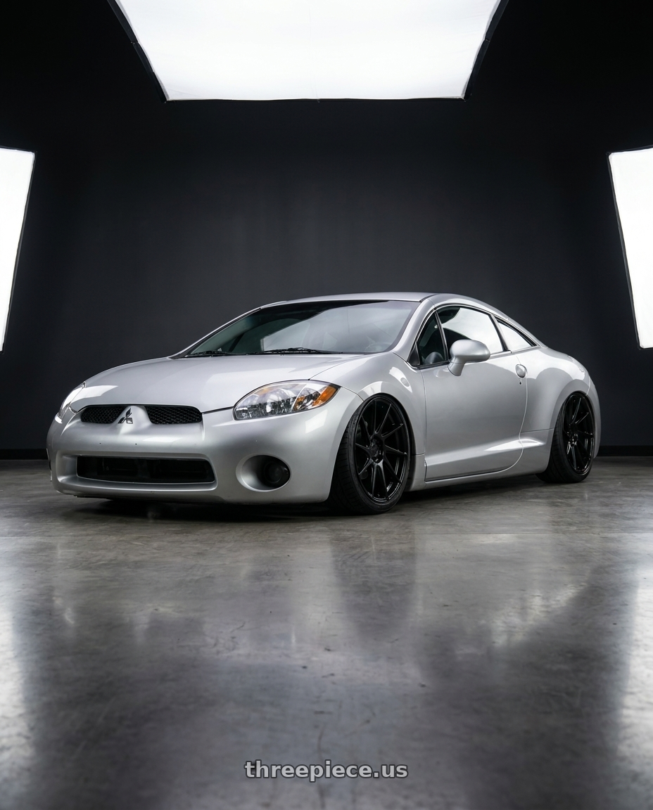 2010 Mitsubishi Eclipse with Aodhan AH09 5x114.3 18x9.5 +35 Gloss Silver Machined Face wheels