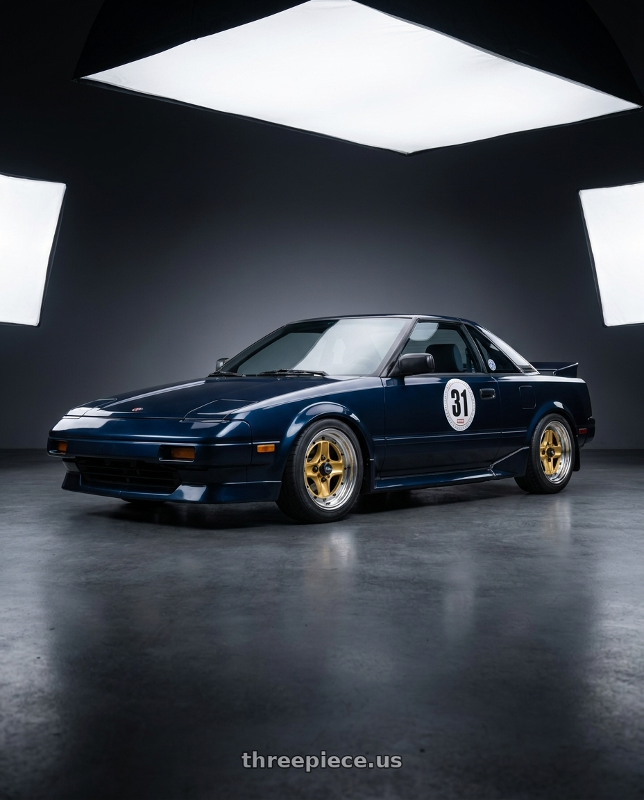1987 Toyota MR2 with Work Equip 40 4x100 15x7 +32 o disk Sprint Gold wheels
