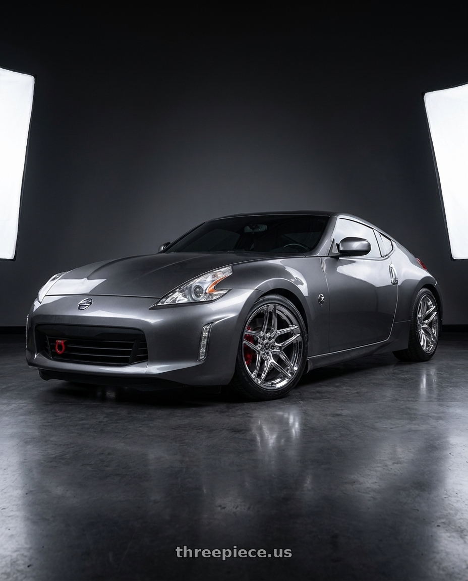 2014 Nissan 370z sport with HERITAGE WHEEL EBISU MONOC 5x114.3 19x8.5 +35 CHROME wheels