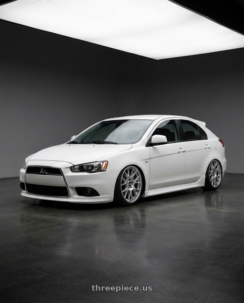 2014 Mitsubishi lancer sportback with BBS CH-R 5x114.3 19x8 +38 Brilliant Silver Polished Rim Protector wheels