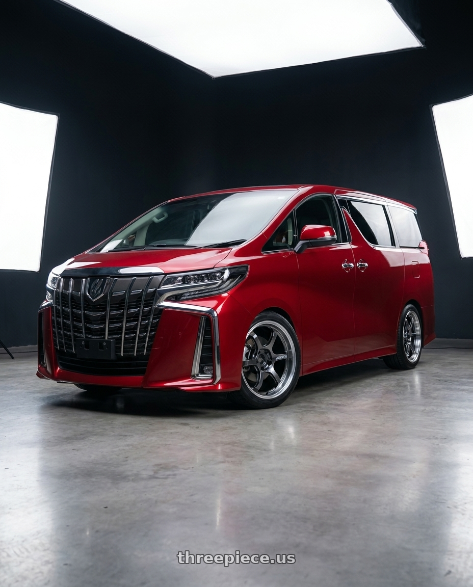 2020 Toyota Alphard with Advan Racing R6 5x114.3 20x9.5 +35 MACHINING & RACING HYPER BLACK wheels