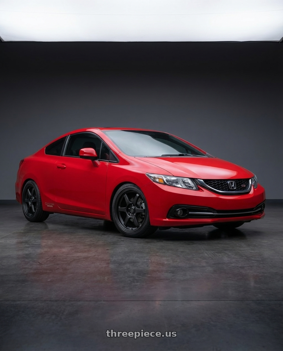 2015 Honda Civic Si with Konig Backbone 5x114.3 17x7.5+35 Matte Black Milling Logo on Spoke wheels