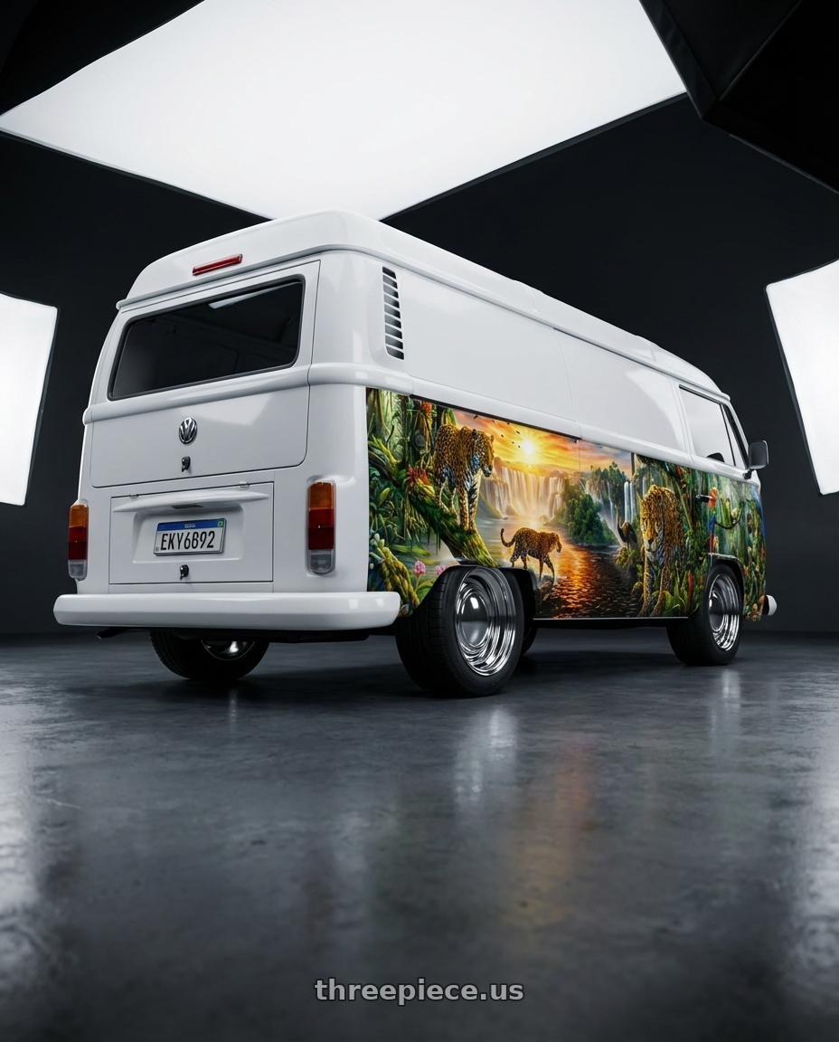 kombi furgão 2010 adesivada nas laterais with American Racing Vintage VN31 SMOOTHIE 5X114.3/5X120.65 15X10 -38 CHROME STEEL wheels rear three quarter view square tires