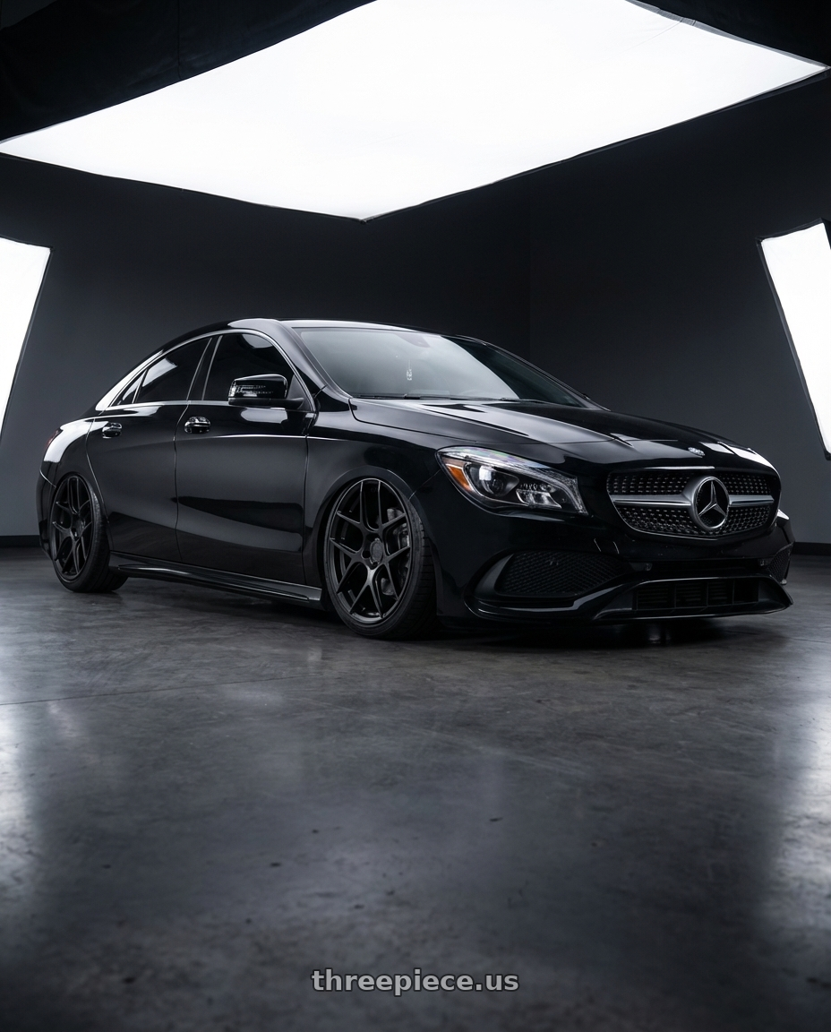 2018 Mercedes-Benz CLA C117 with Aodhan AFF2 5x112 19x8.5+35 Matte Black wheels