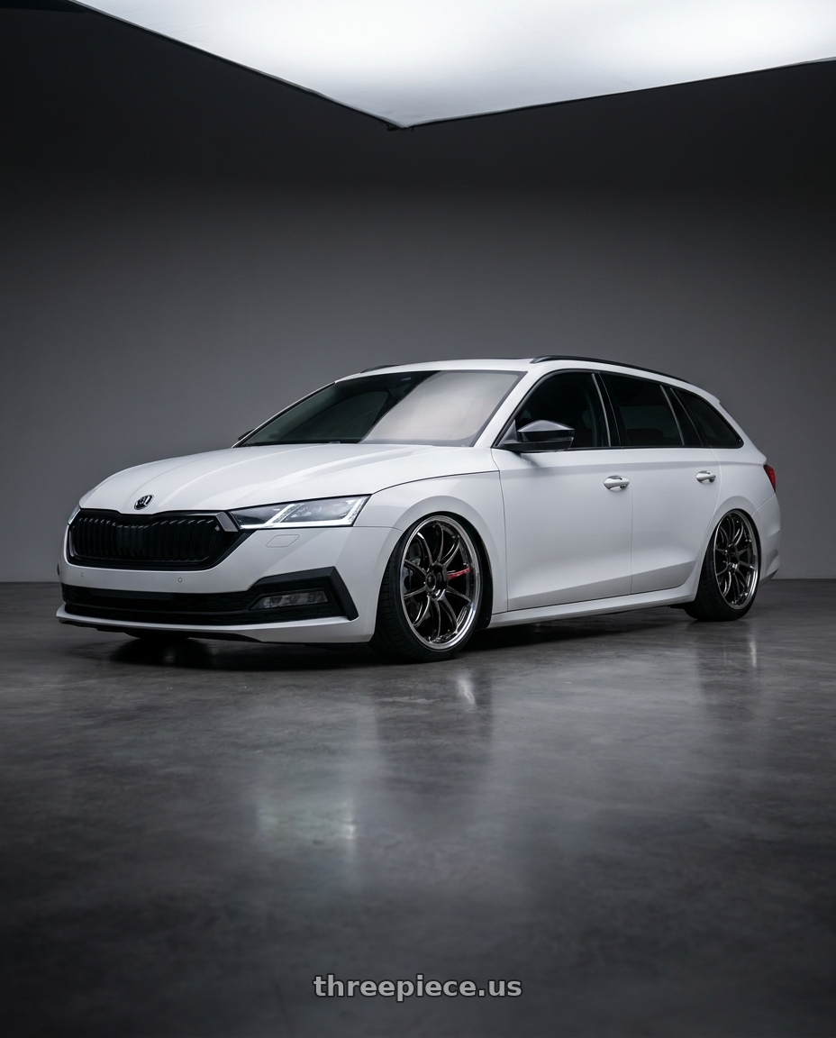 2025 SKODA OCTAVIA with Work Emotion Zr10 5x100 18x8.5 +38 Glim Black Diamond Rim cut wheels
