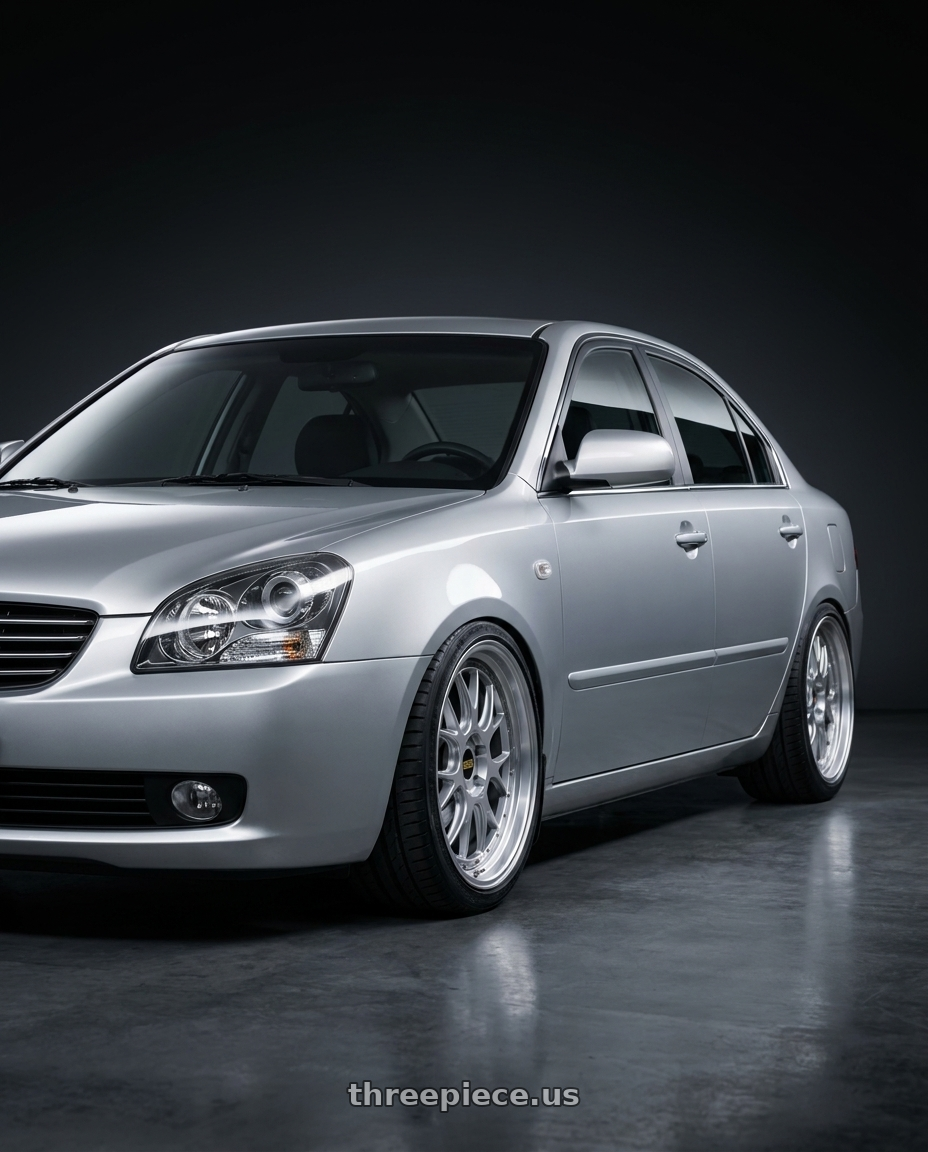 2006 Kia Magentis Silver with BBS LM-R 5x114.3 19x8.5+43 Diamond Silver wheels