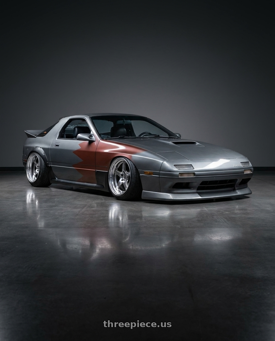 1987 Mazda RX FC grey with Gram Lights 57CR 5x114.3 17x9 +38 GRACE SILVER wheels