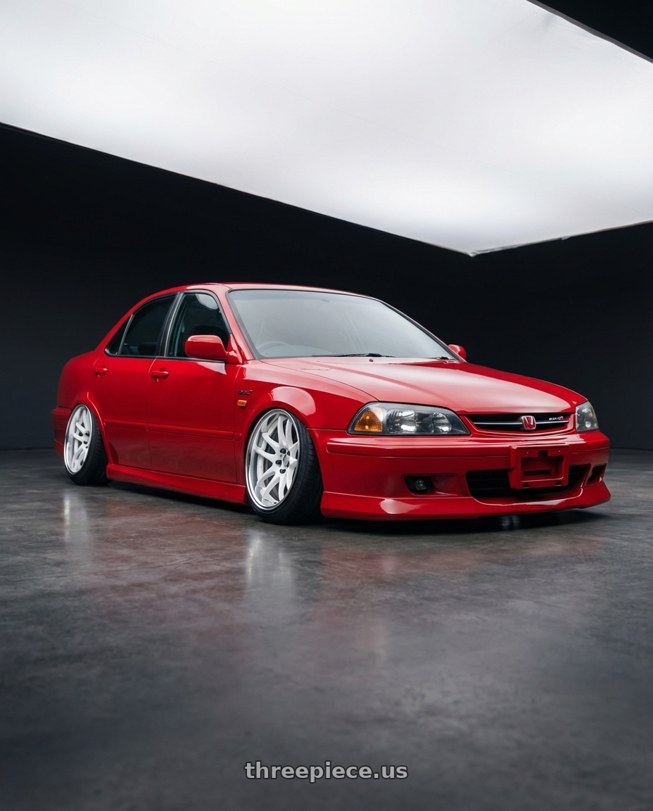 2000 Honda Torneo Euro R with Work Cr 2P 4x100 17x10.0 +45 Gloss White wheels