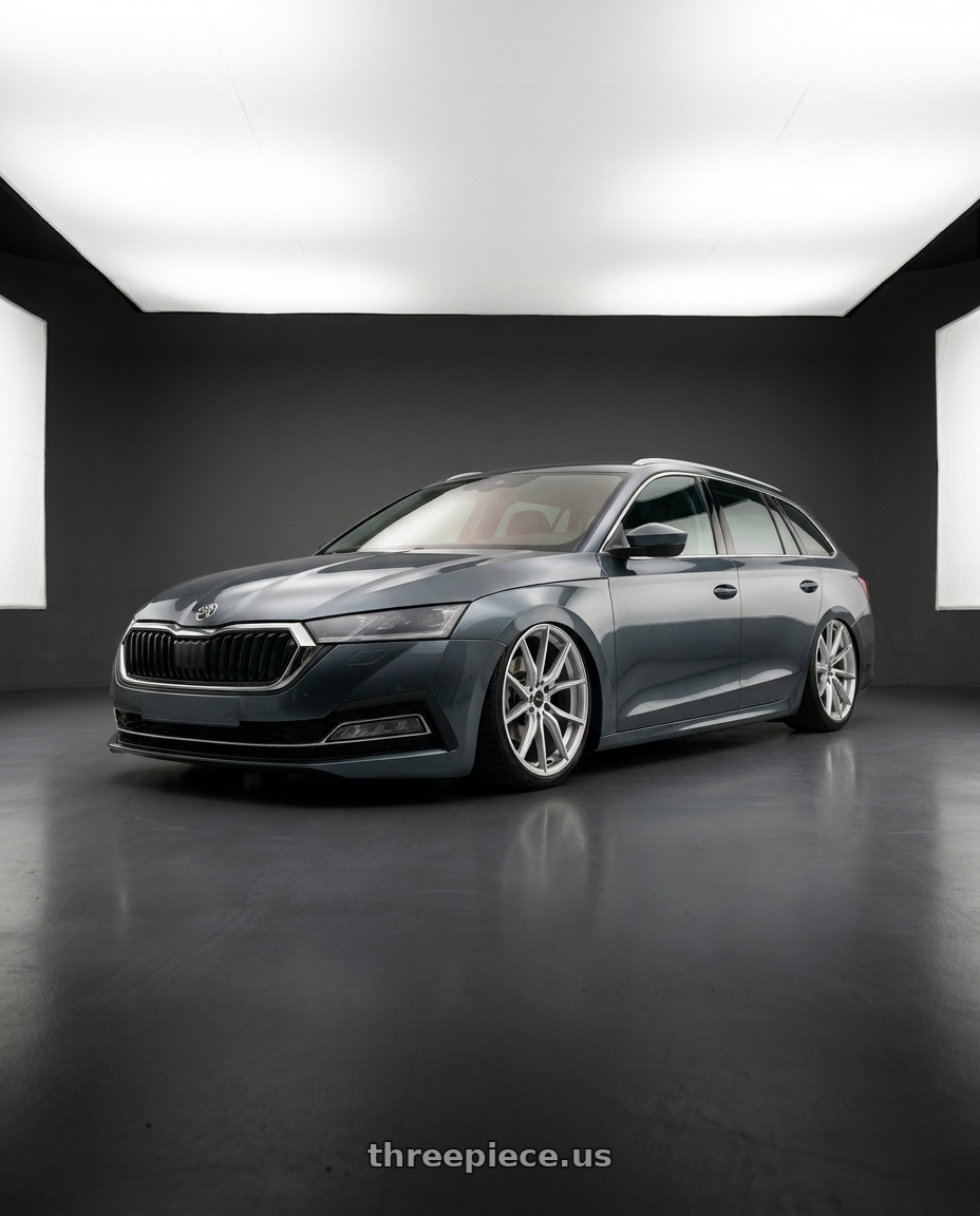 2022 Koda Octavia Combi with Advanti Racing 80S Hybris 5X112 19x8.5 +45 Silver with Machined Face wheels