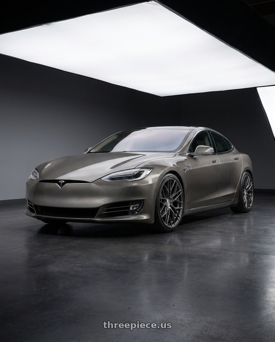 2018 Tesla Model S with Avant Garde Wheels M520R 5X120 21x12 +52 Dark Graphite Metallic wheels