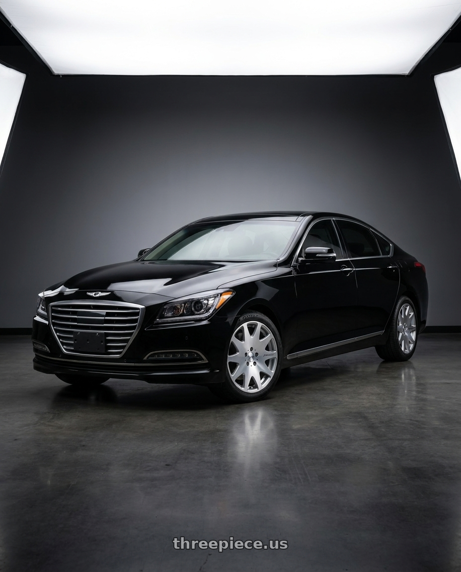 2016 hyundai genesis 3 8 with MRR HR3 5x114.3 19x8.5  +35 Silver Machine Face wheels