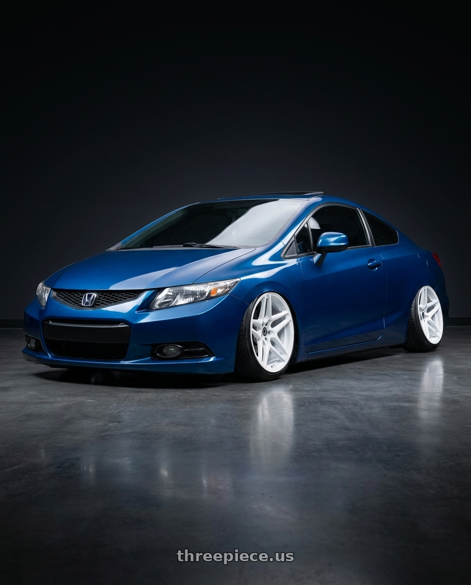 2012 civic honda coupe dyno blue with Heritage Wheel EBISU MonoC 5x100 18x9.5+22 White wheels