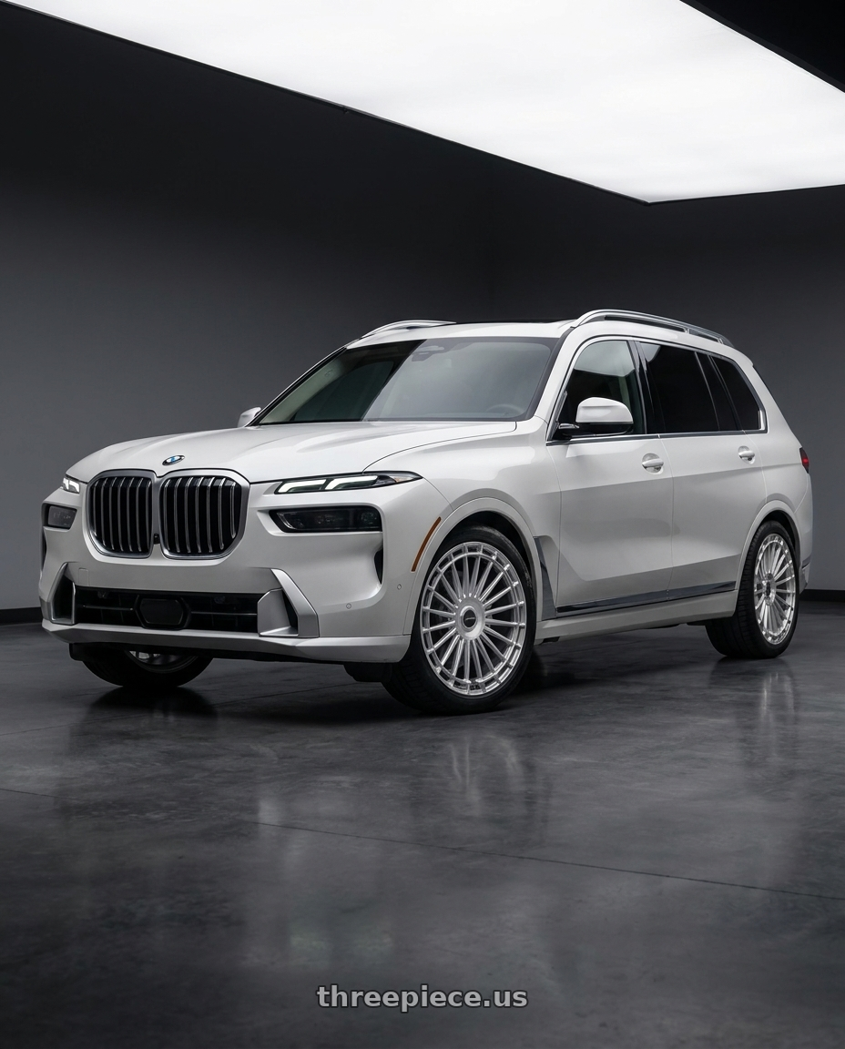 2025 BMW X7 with MV Forged MVF40 5x112 24x10 +30 Diamond Silver wheels