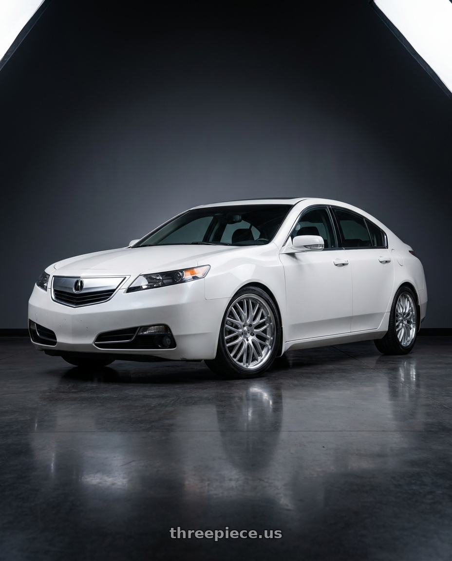 2013 Acura TL SH-AWD White with V�xx Masi 5x120 19x8.5+35 Silver Mirror Mach Lip wheels