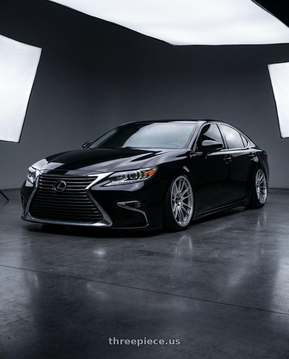 2017 Lexus ES 200 black with Enkei GTC02 5x114.3 18x8+35 Hyper Silver wheels