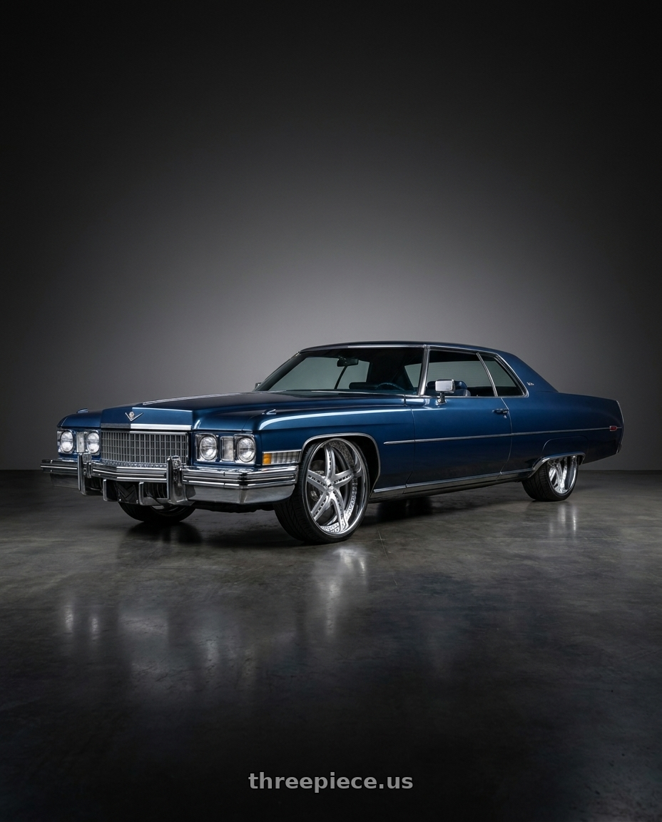 1973 Cadillac brougham  with Amani Monero 5x127 26x10 +5 Brush Center Chrome Lip wheels